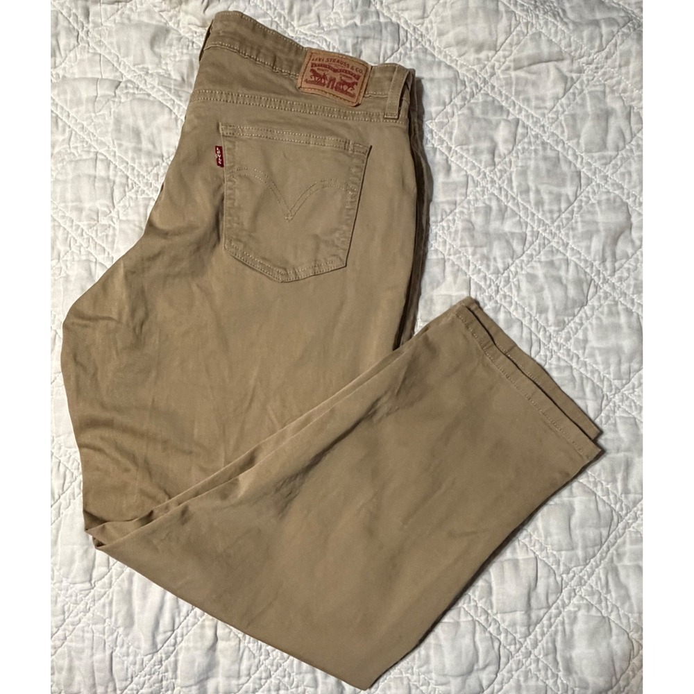 Levi's Boyfriend Pants Women 18W Khaki Tan Stretch Twill Straight Leg Chinos